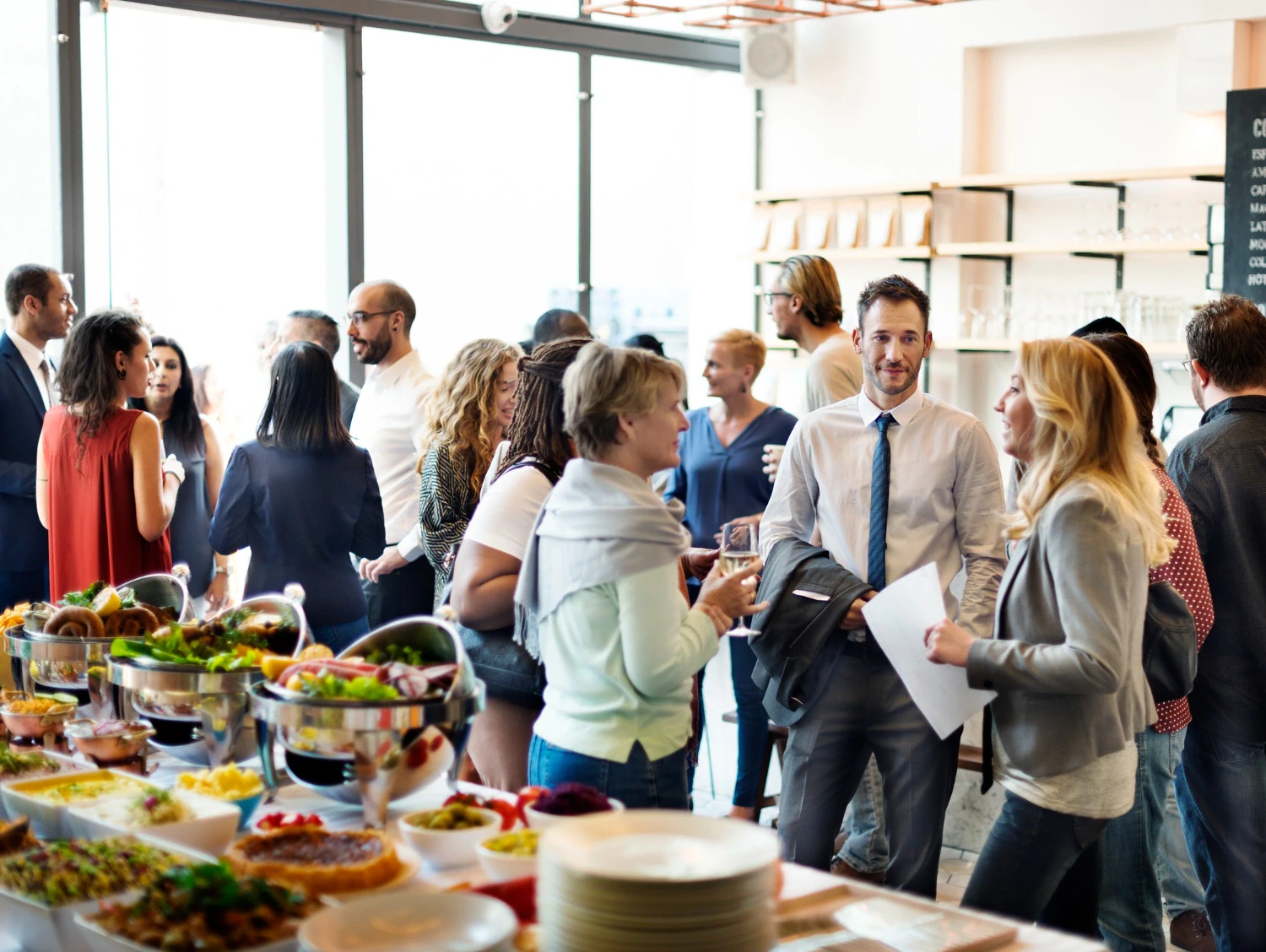 Attendees mingling at a customer event