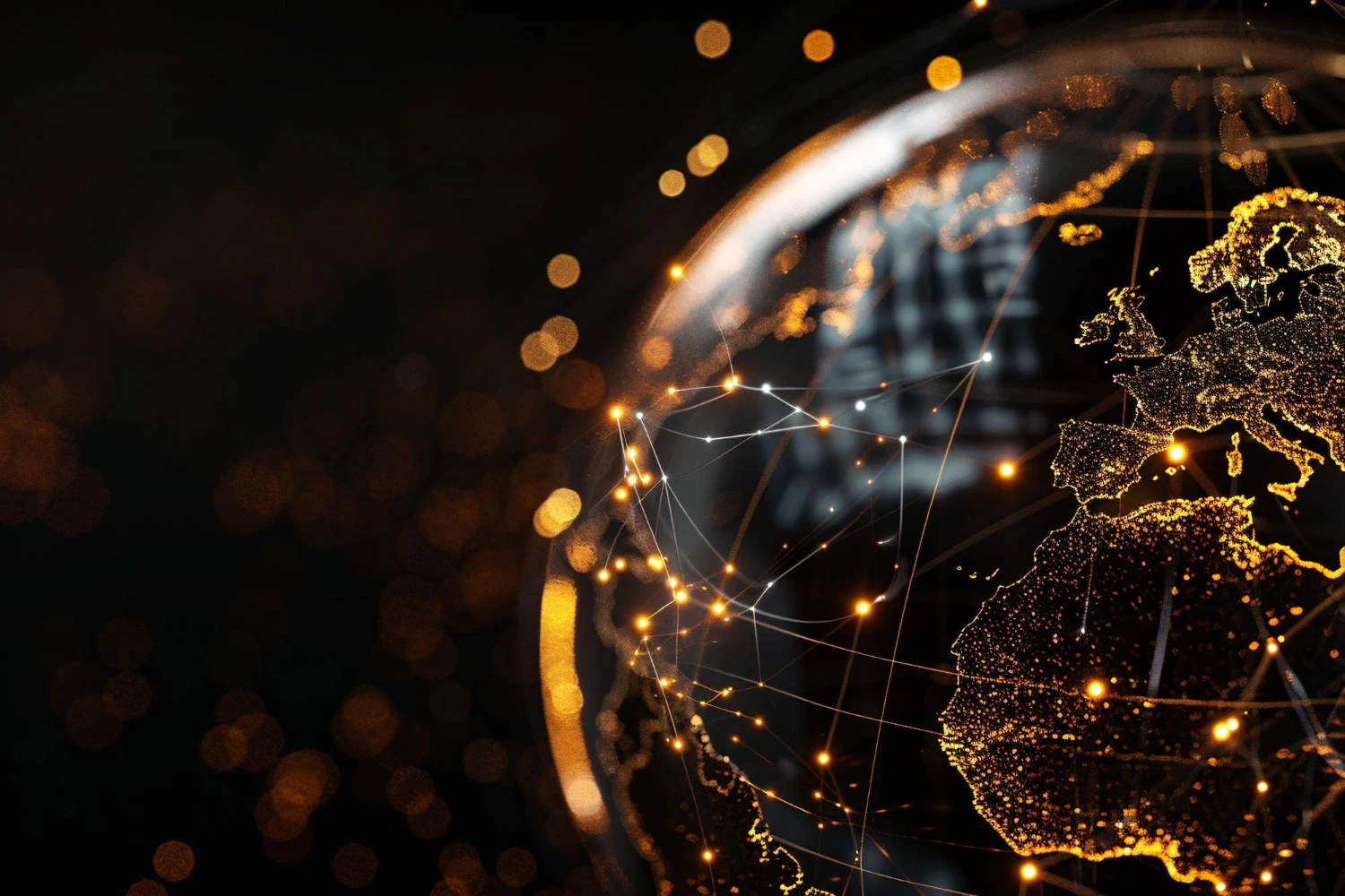 Globe with points of light connected in a network